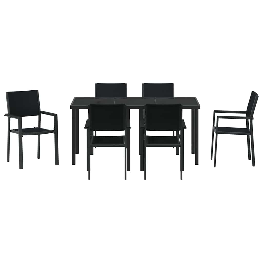 Ensemble de salle à manger pour jardin 7 pcs Noir - XIOS