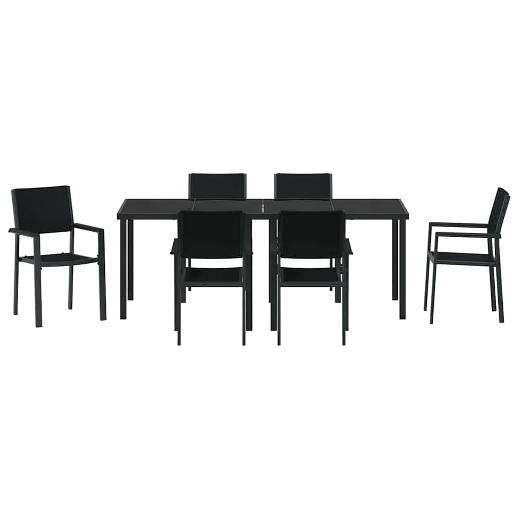 Ensemble de salle à manger pour jardin 7 pcs Noir - XIOS