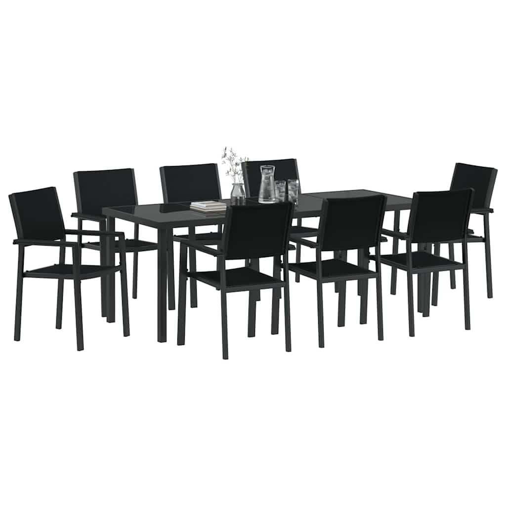 Ensemble de salle à manger pour jardin 9 pcs Noir - XIOS