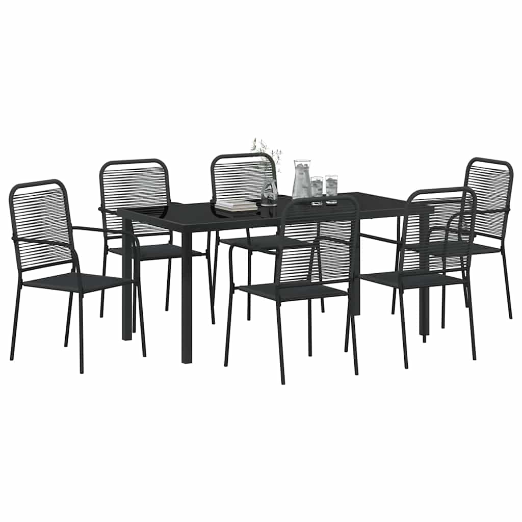Ensemble de salle à manger pour jardin 7 pcs Noir - XIOS