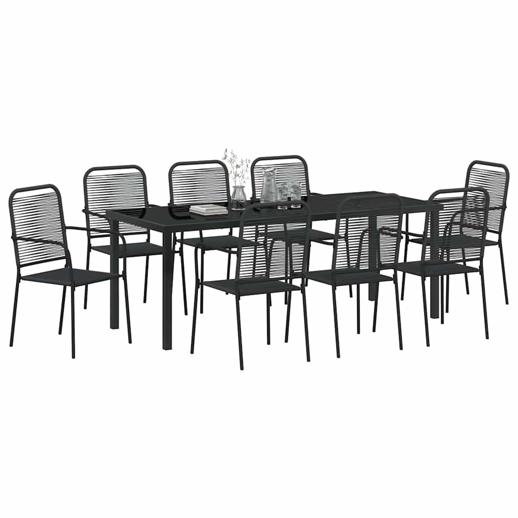 Ensemble de salle à manger pour jardin 9 pcs Noir - XIOS
