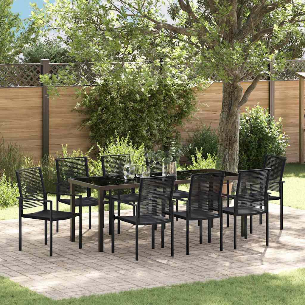 Ensemble de salle à manger pour jardin 9 pcs Noir - XIOS