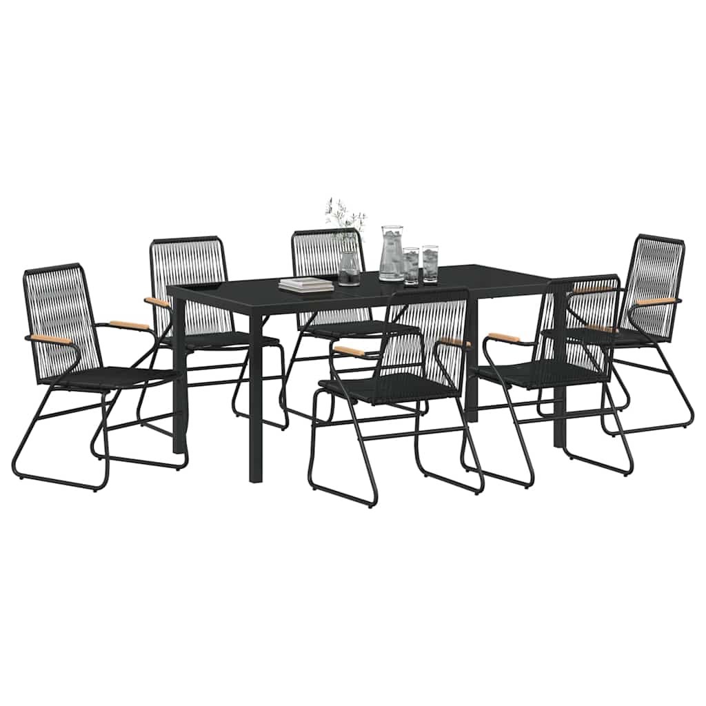 Ensemble de salle à manger pour jardin 7 pcs Noir - XIOS