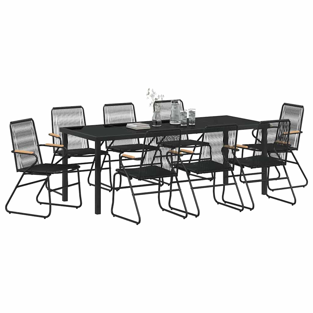 Ensemble de salle à manger pour jardin 9 pcs Noir - XIOS