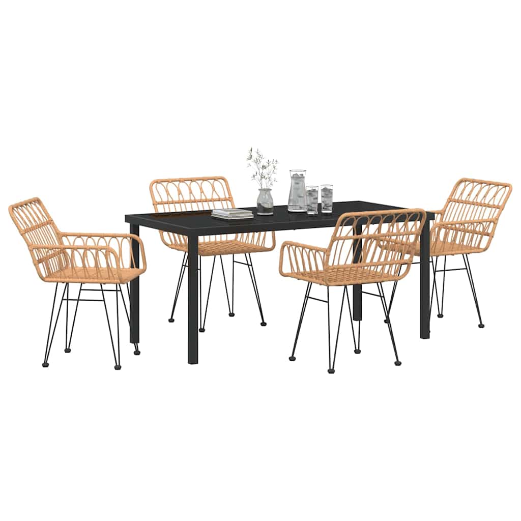 Ensemble de salle à manger pour jardin 5 pcs Marron - XIOS