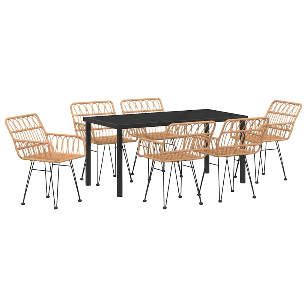 Ensemble de salle à manger pour jardin 7 pcs Marron - XIOS