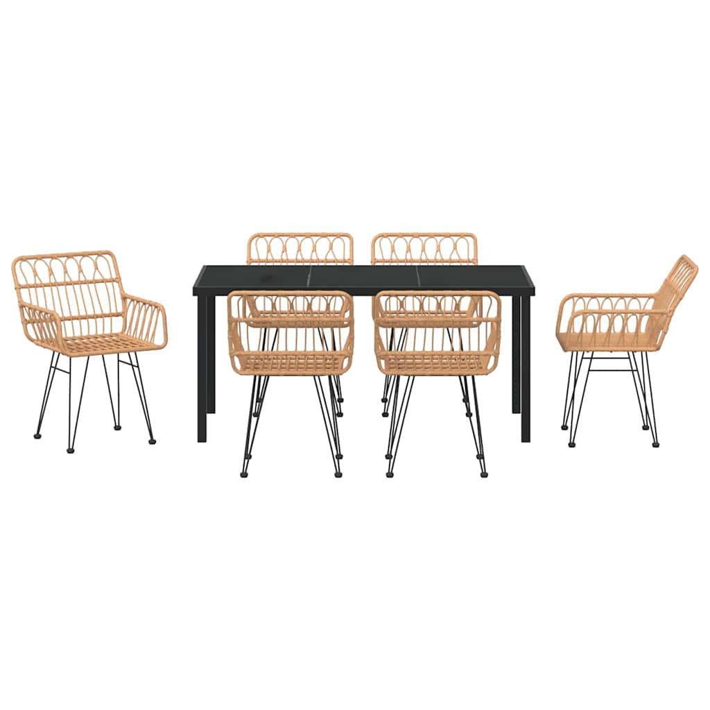 Ensemble de salle à manger pour jardin 7 pcs Marron - XIOS