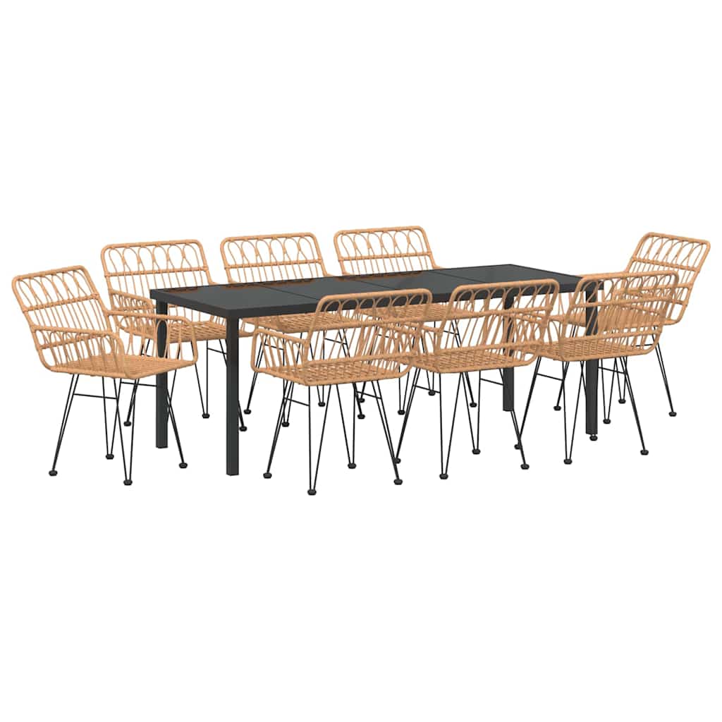 Ensemble de salle à manger pour jardin 9 pcs Marron - XIOS
