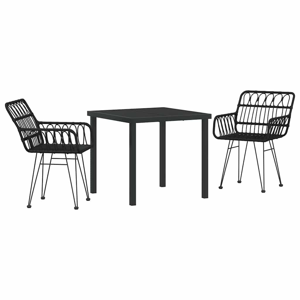 Ensemble de salle à manger pour jardin 3 pcs Noir - XIOS