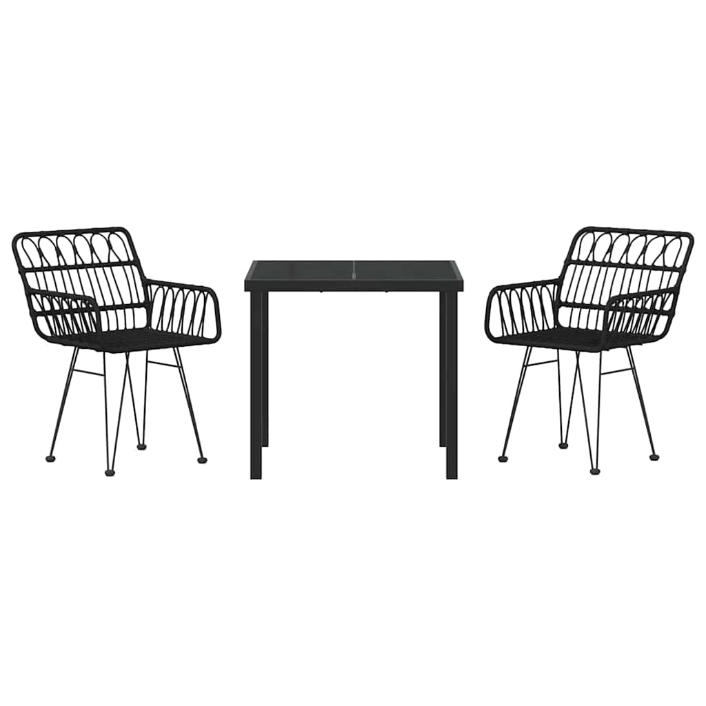 Ensemble de salle à manger pour jardin 3 pcs Noir - XIOS