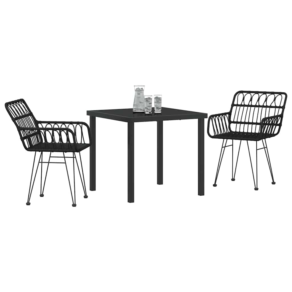 Ensemble de salle à manger pour jardin 3 pcs Noir - XIOS
