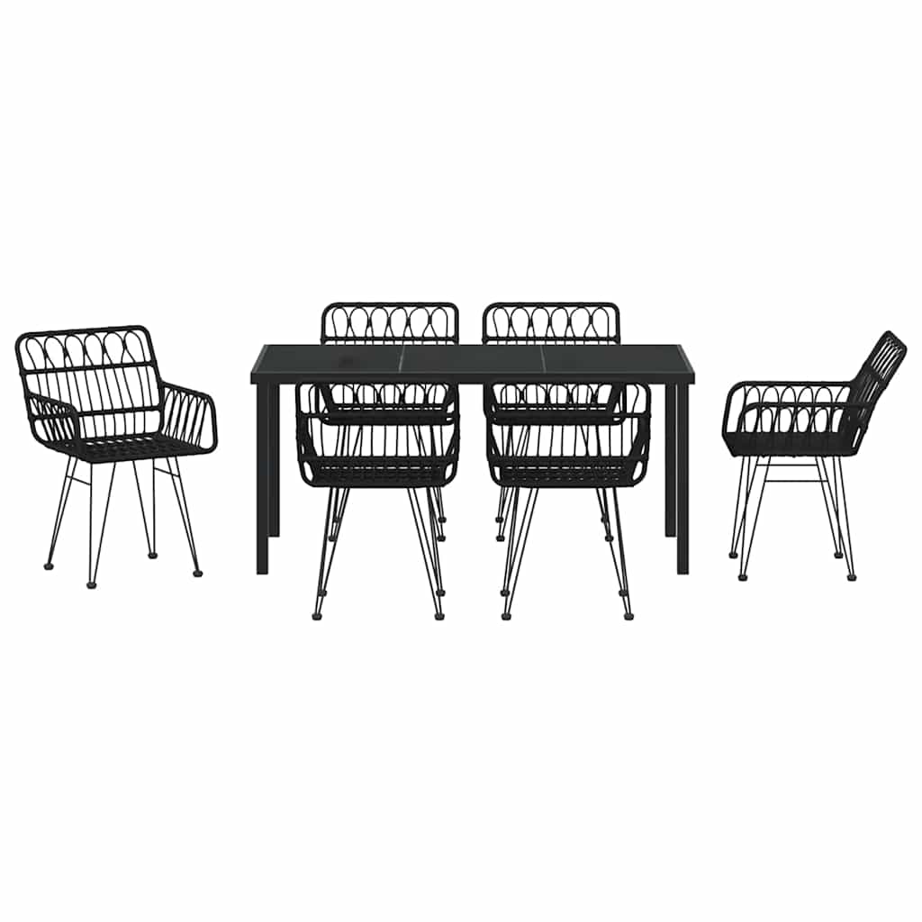 Ensemble de salle à manger pour jardin 7 pcs Noir - XIOS