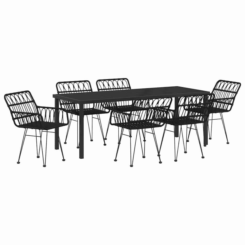 Ensemble de salle à manger pour jardin 7 pcs Noir - XIOS
