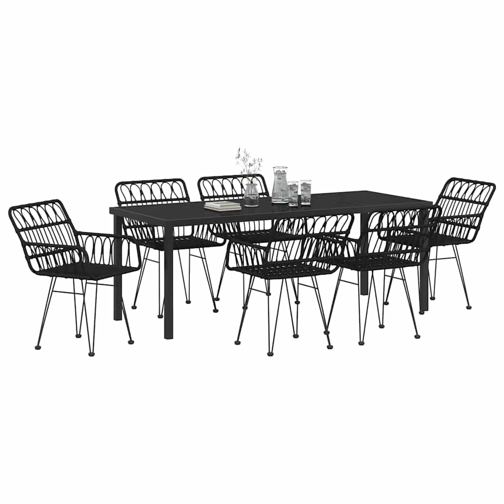 Ensemble de salle à manger pour jardin 7 pcs Noir - XIOS