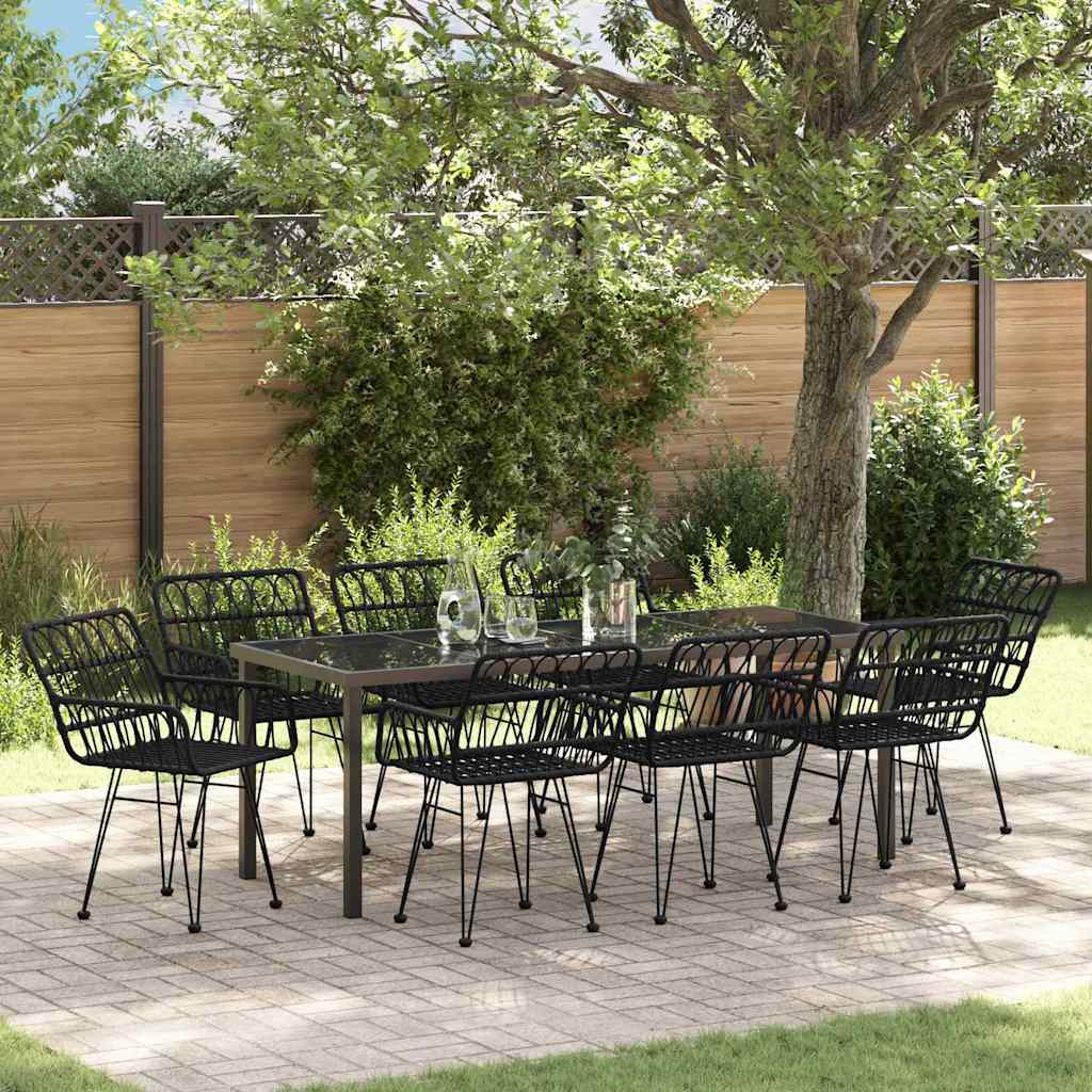 Ensemble de salle à manger pour jardin 9 pcs Noir - XIOS