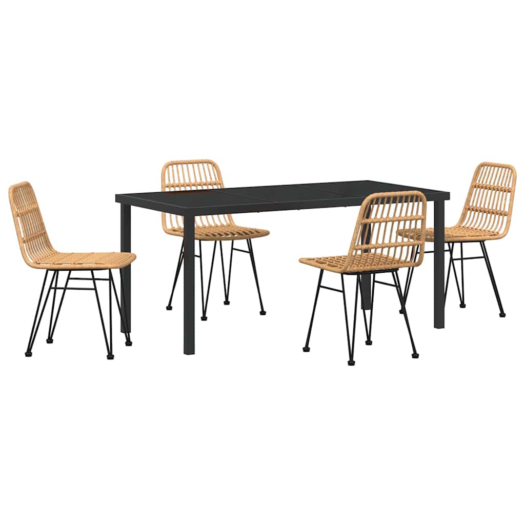 Ensemble de salle à manger pour jardin 5 pcs Marron - XIOS