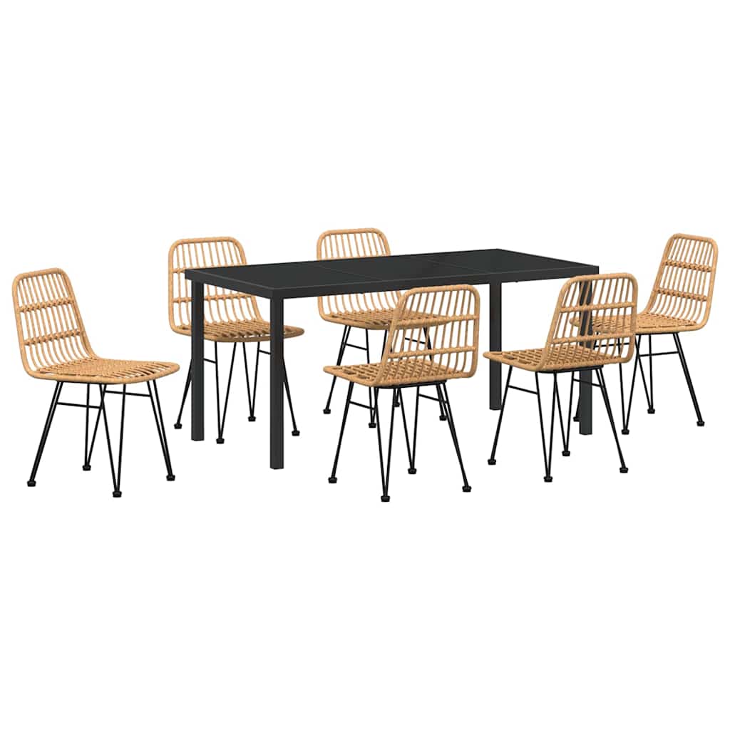 Ensemble de salle à manger pour jardin 7 pcs Marron - XIOS