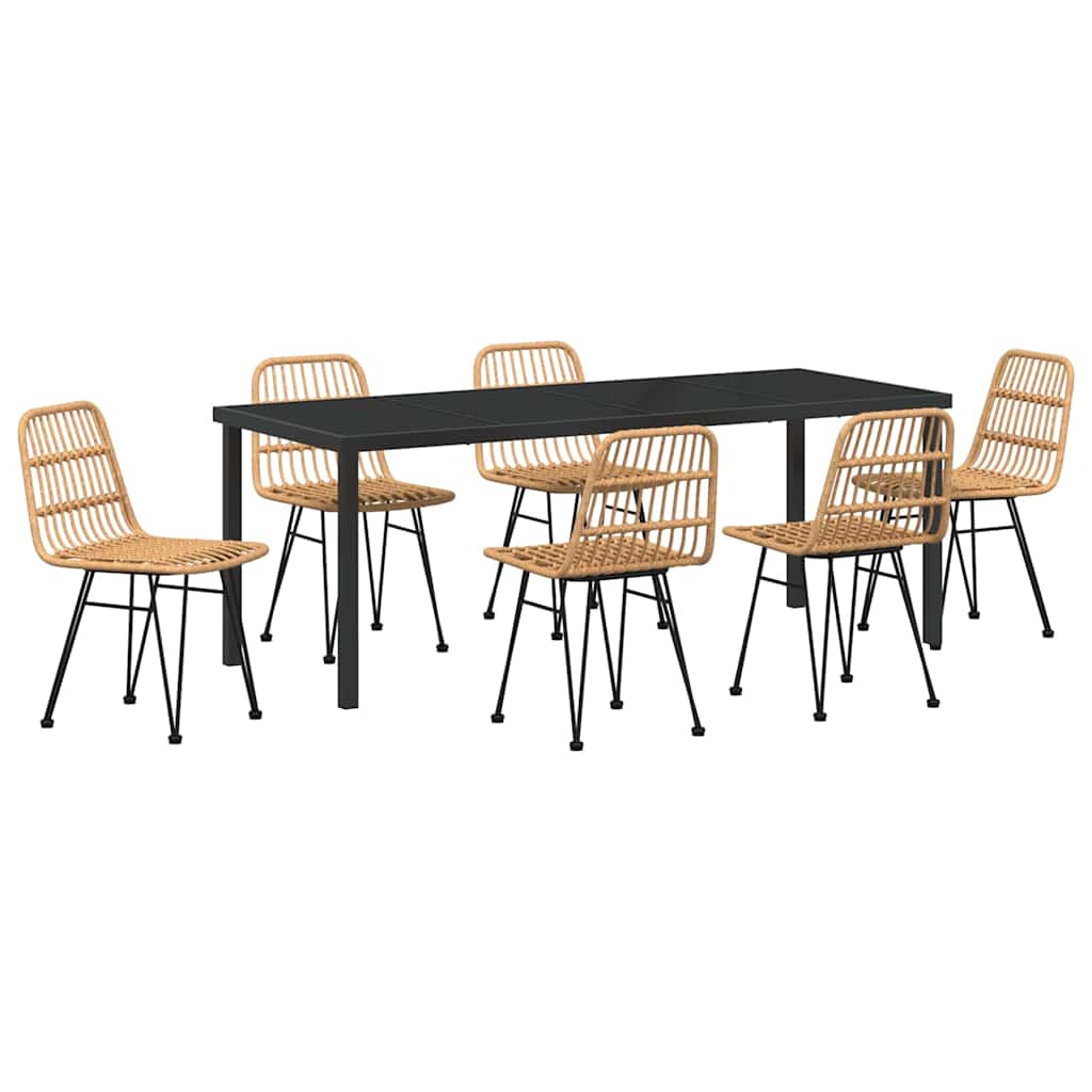 Ensemble de salle à manger pour jardin 7 pcs Marron - XIOS