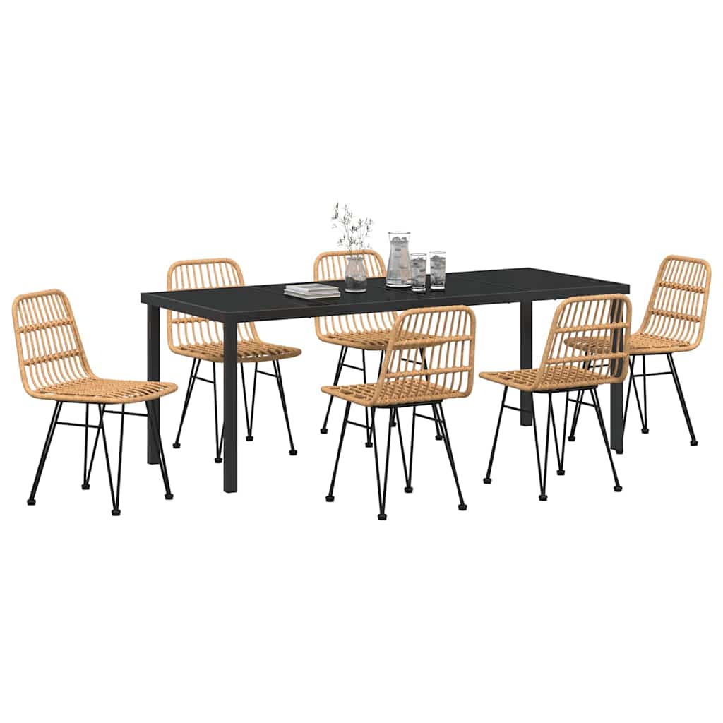 Ensemble de salle à manger pour jardin 7 pcs Marron - XIOS