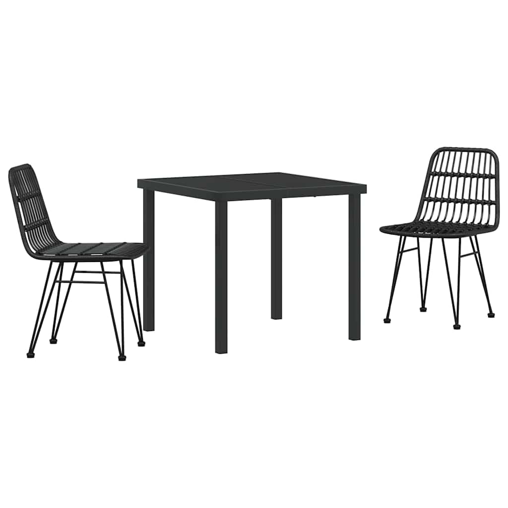Ensemble de salle à manger pour jardin 3 pcs Noir - XIOS