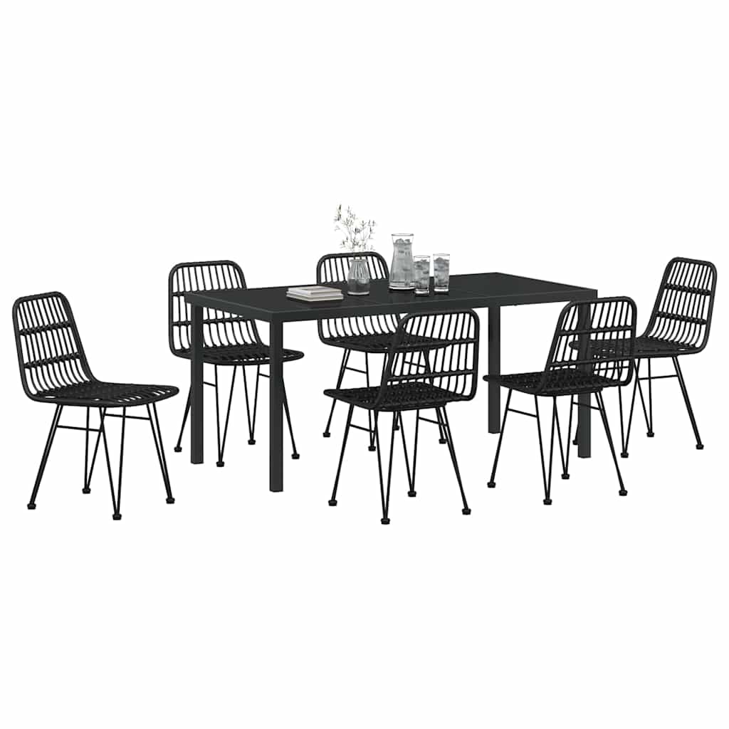 Ensemble de salle à manger pour jardin 7 pcs Noir - XIOS