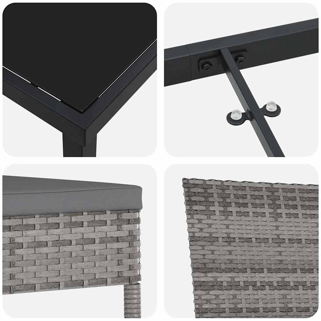 Ensemble de salle à manger pour jardin 3 pcs Gris - XIOS