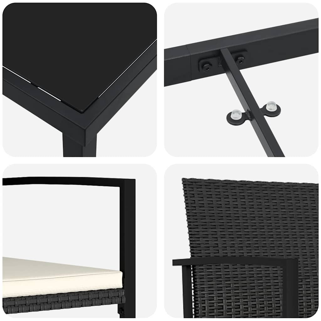 Ensemble de salle à manger pour jardin 9 pcs Noir - XIOS