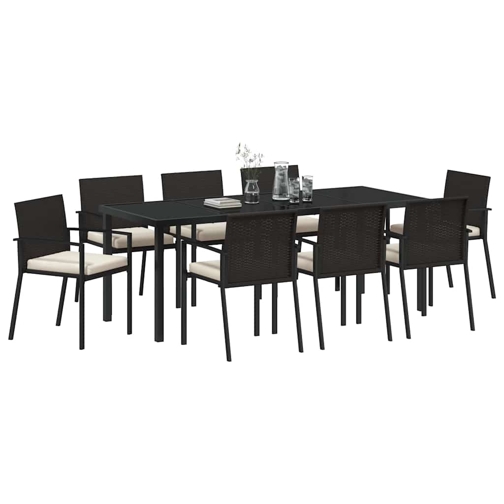 Ensemble de salle à manger pour jardin 9 pcs Noir - XIOS