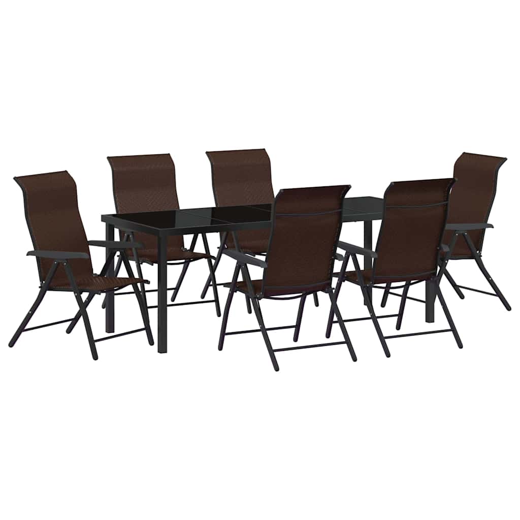 Ensemble de salle à manger pour jardin 7 pcs Marron - XIOS