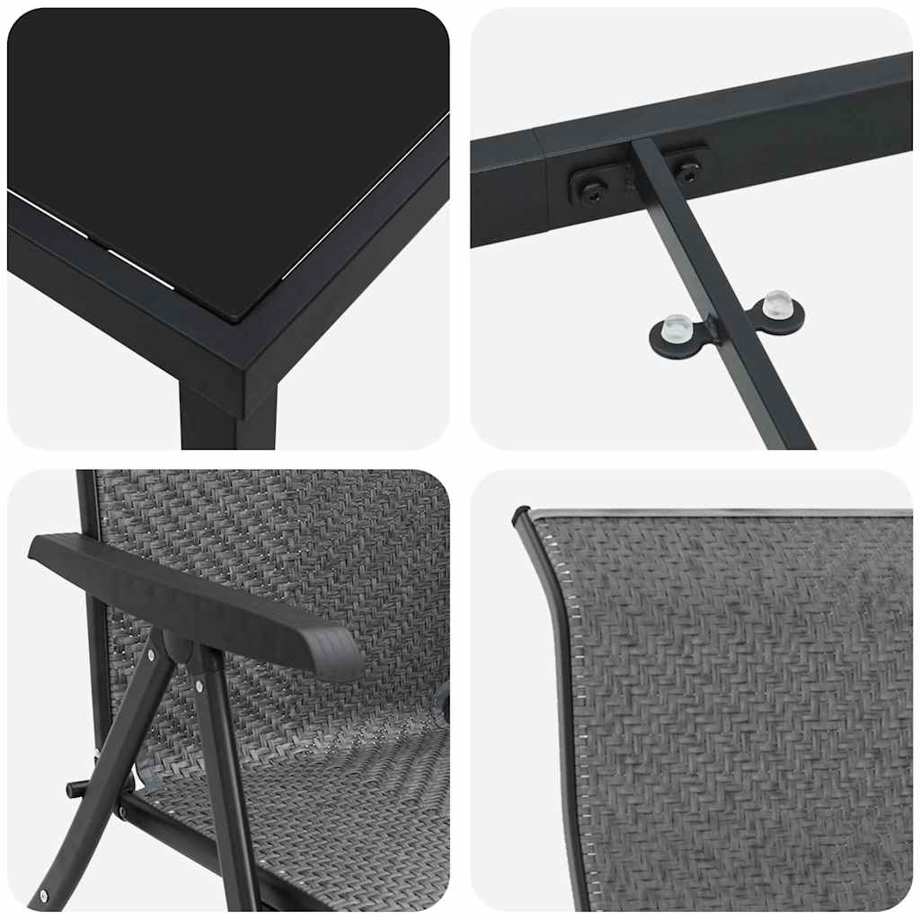 Ensemble de salle à manger pour jardin 3 pcs Gris - XIOS