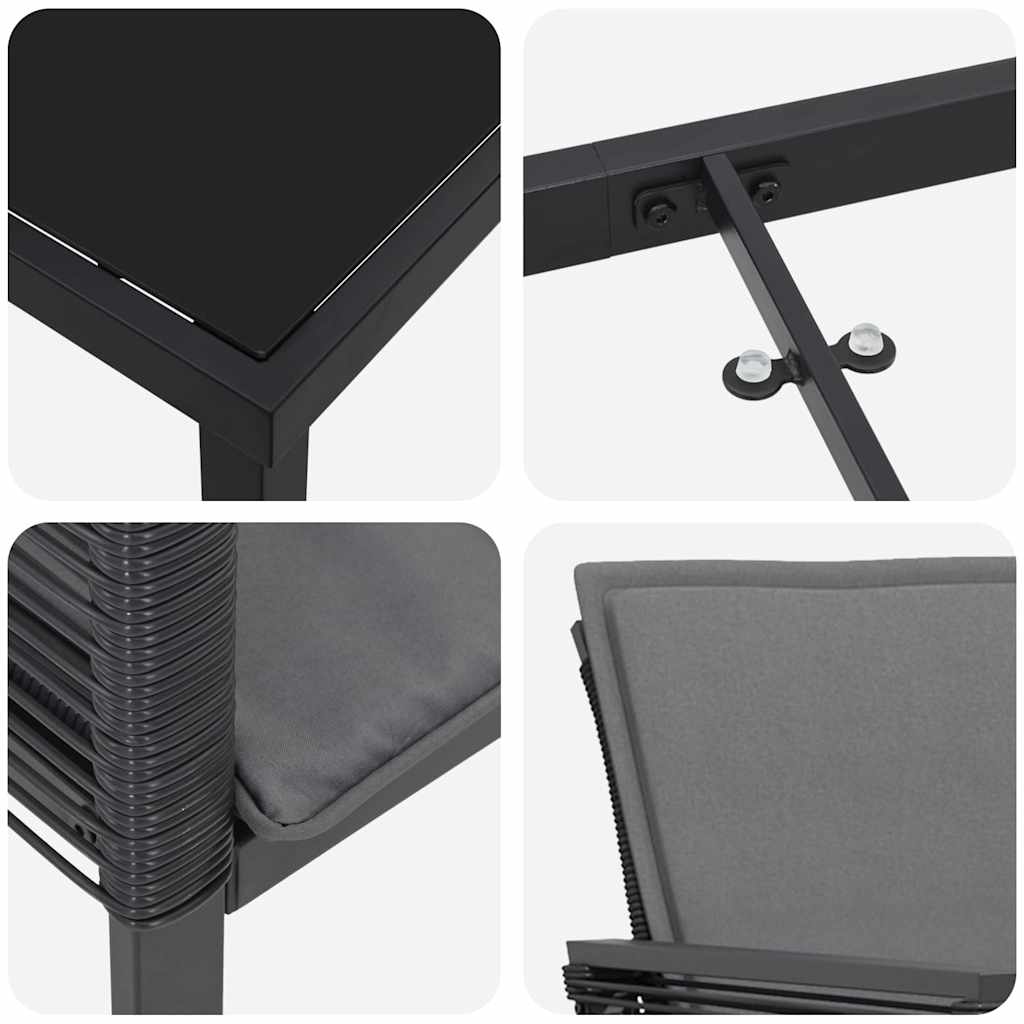 Ensemble de salle à manger pour jardin 5 pcs Noir - XIOS
