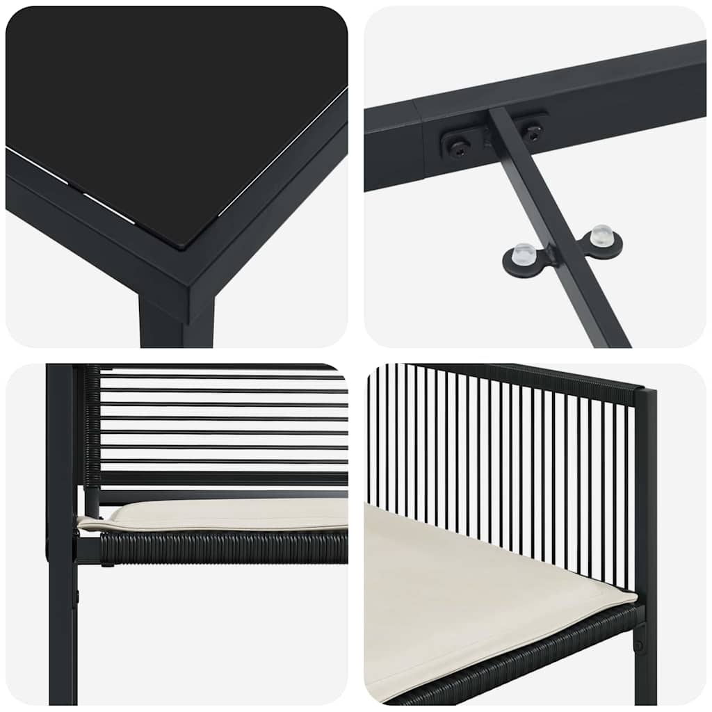 Ensemble de salle à manger pour jardin 5 pcs Noir polyrotin - XIOS
