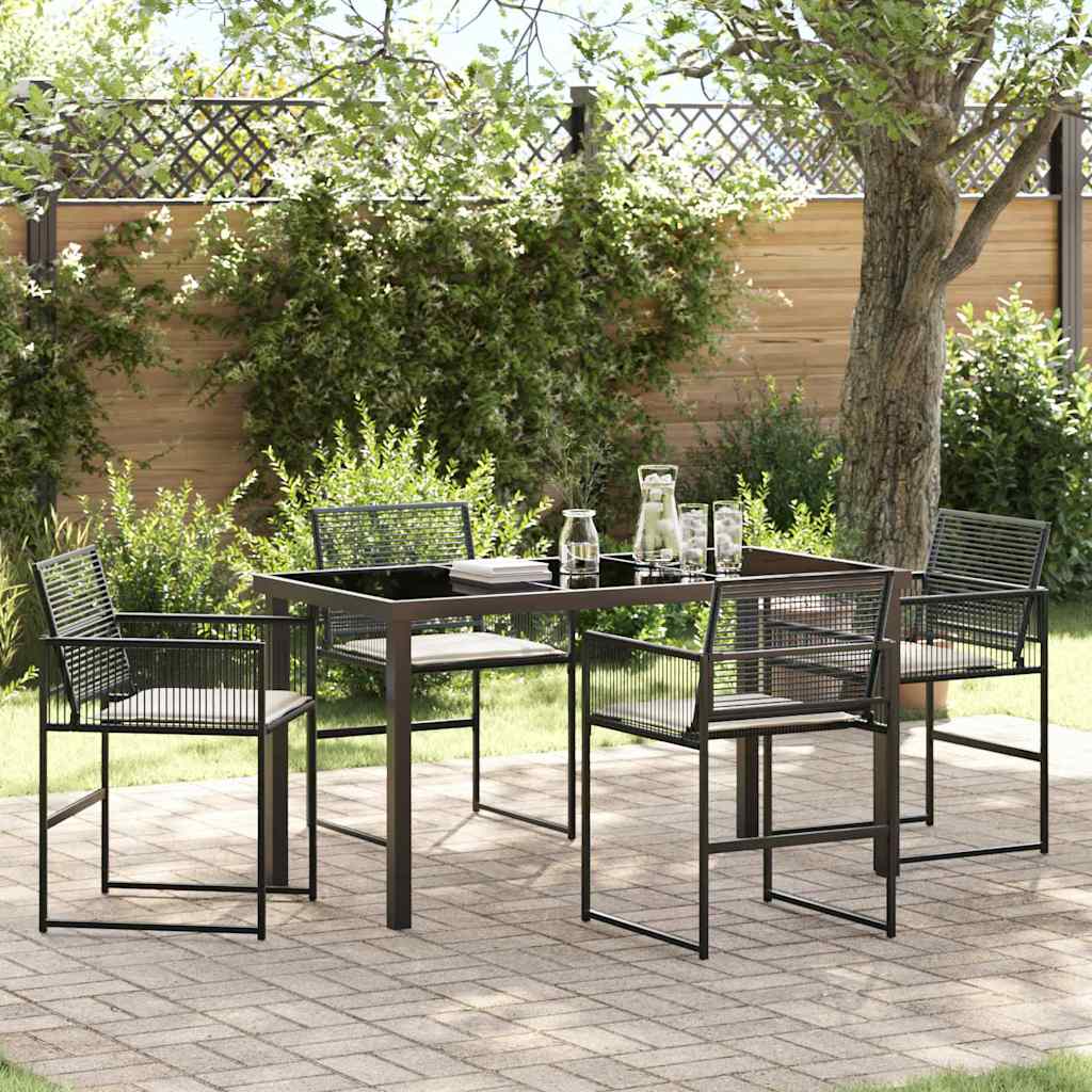 Ensemble de salle à manger pour jardin 5 pcs Noir polyrotin - XIOS