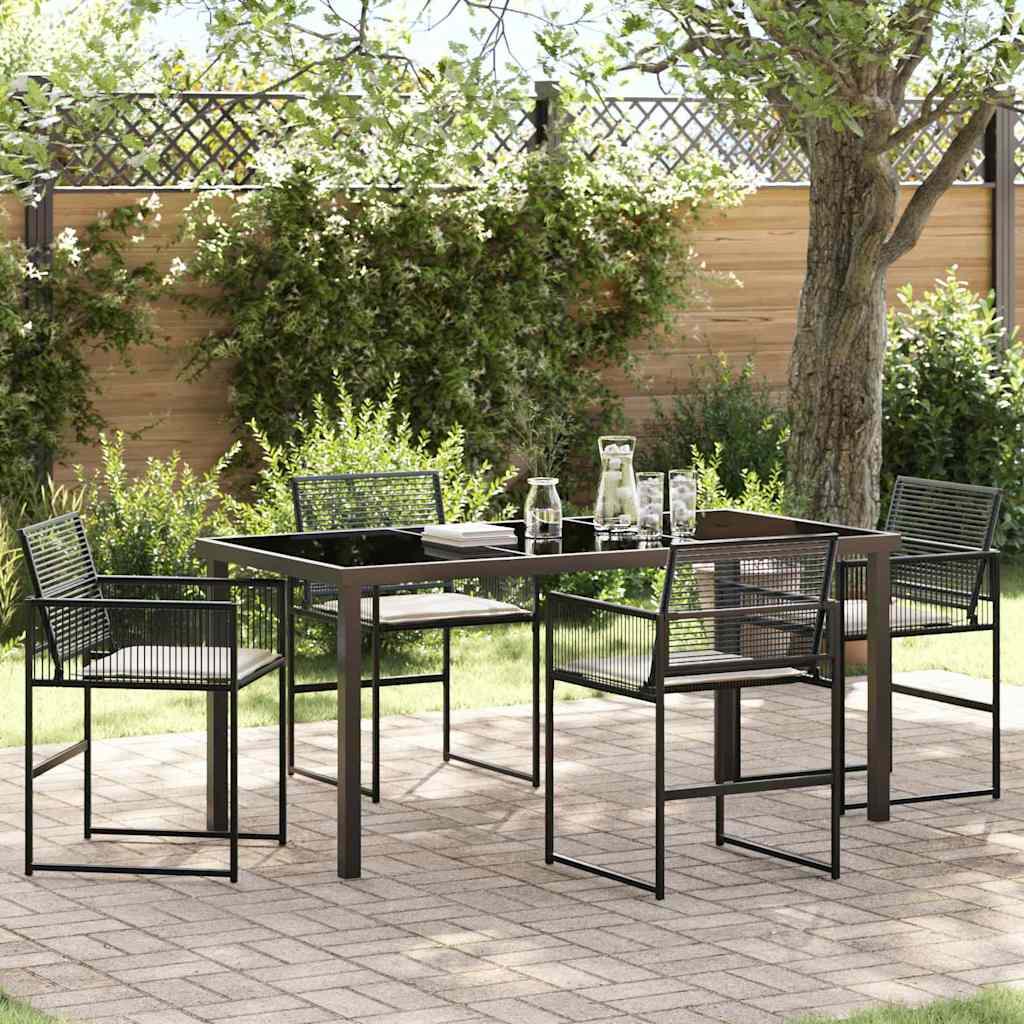 Ensemble de salle à manger pour jardin 5 pcs Noir polyrotin - XIOS