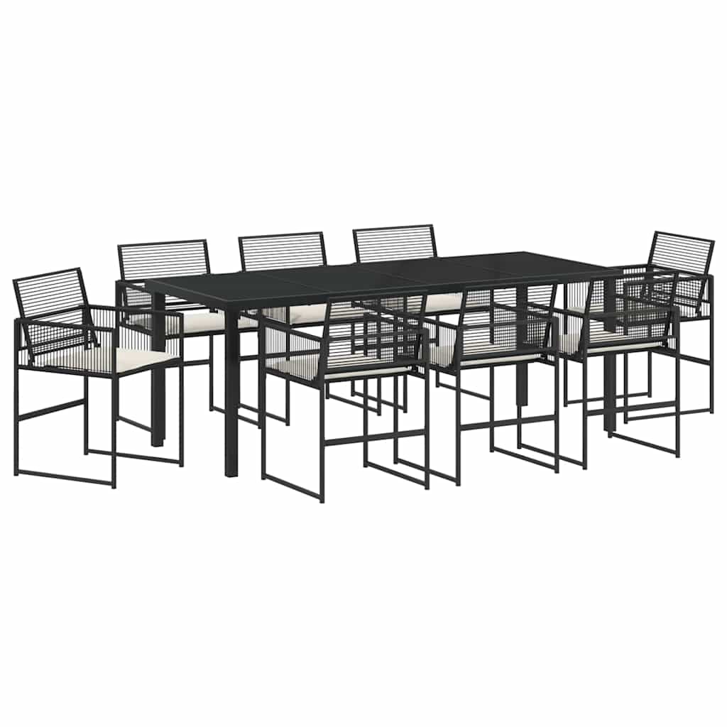 Ensemble de salle à manger pour jardin 9 pcs Noir polyrotin - XIOS
