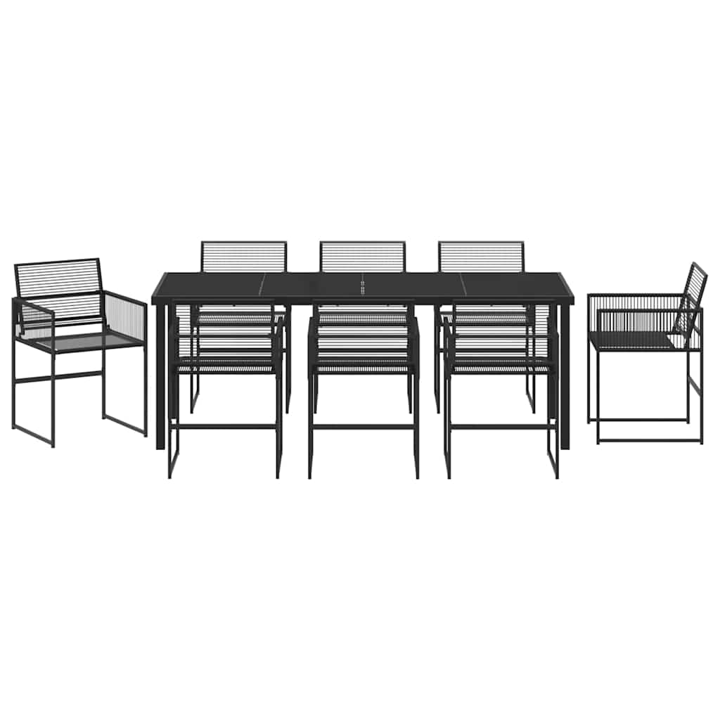 Ensemble de salle à manger pour jardin 9 pcs Noir polyrotin - XIOS