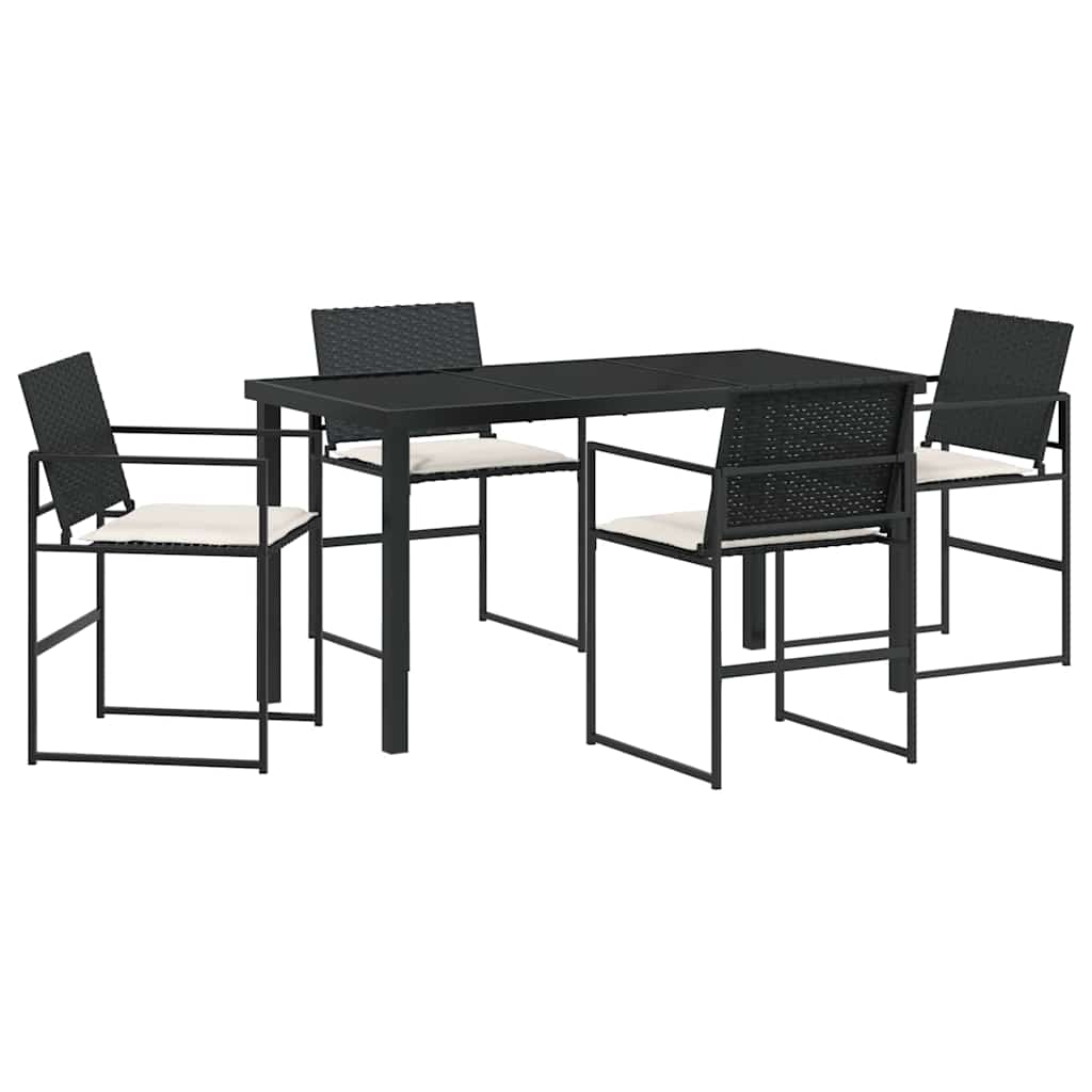 Ensemble de salle à manger pour jardin 5 pcs Noir et Crème - XIOS