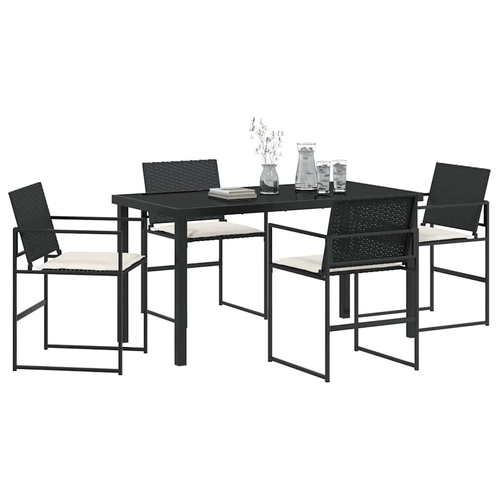 Ensemble de salle à manger pour jardin 5 pcs Noir et Crème - XIOS