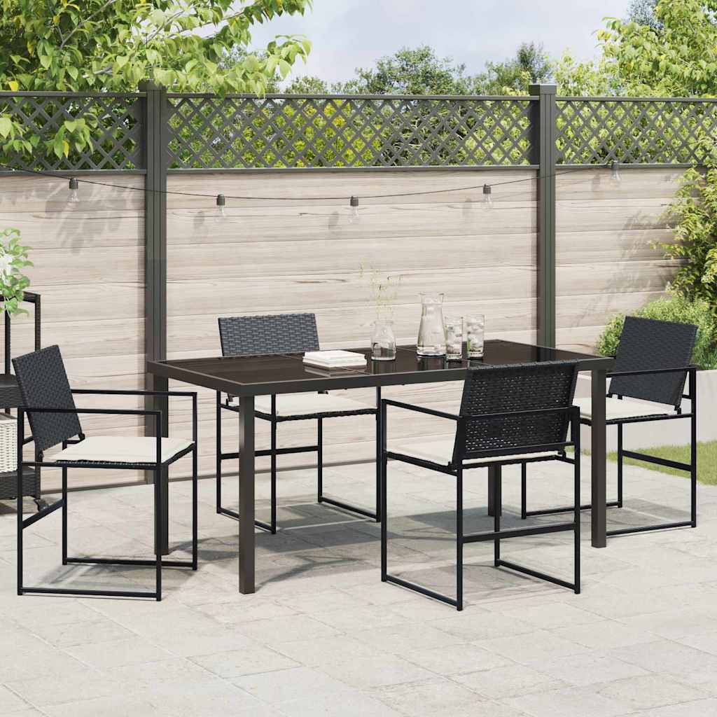 Ensemble de salle à manger pour jardin 5 pcs Noir et Crème - XIOS