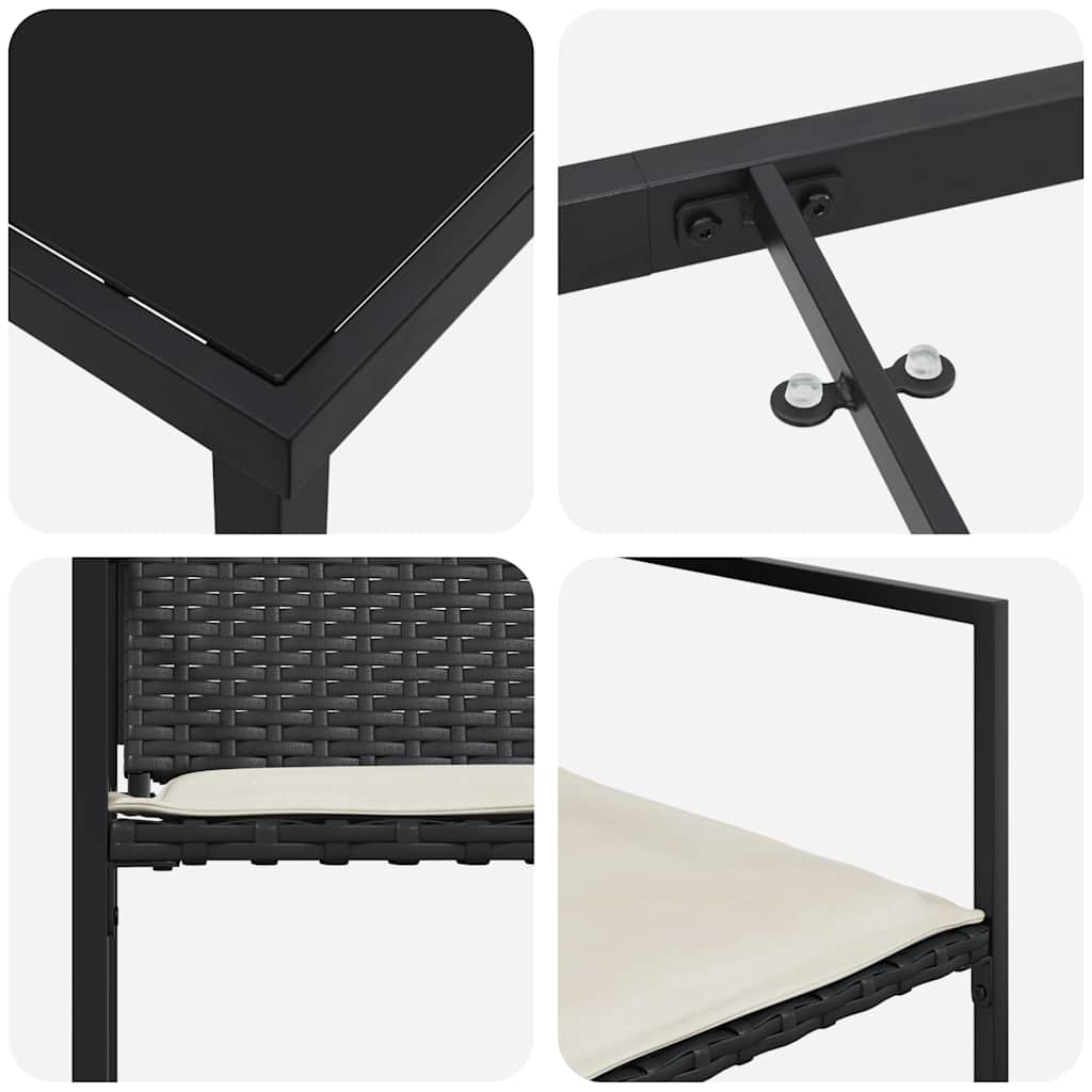Ensemble de salle à manger pour jardin 9 pcs Noir et Crème - XIOS