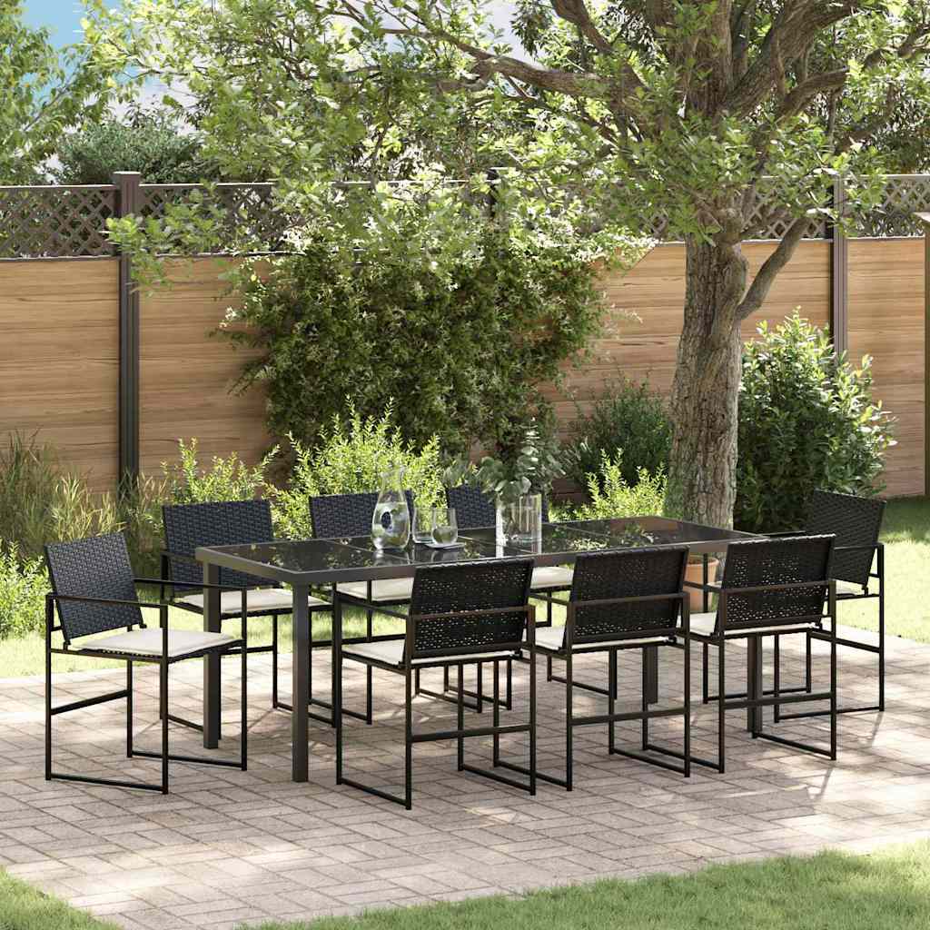 Ensemble de salle à manger pour jardin 9 pcs Noir et Crème - XIOS