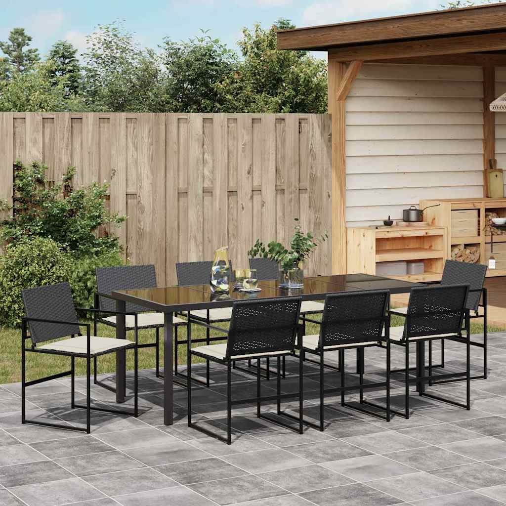 Ensemble de salle à manger pour jardin 9 pcs Noir et Crème - XIOS