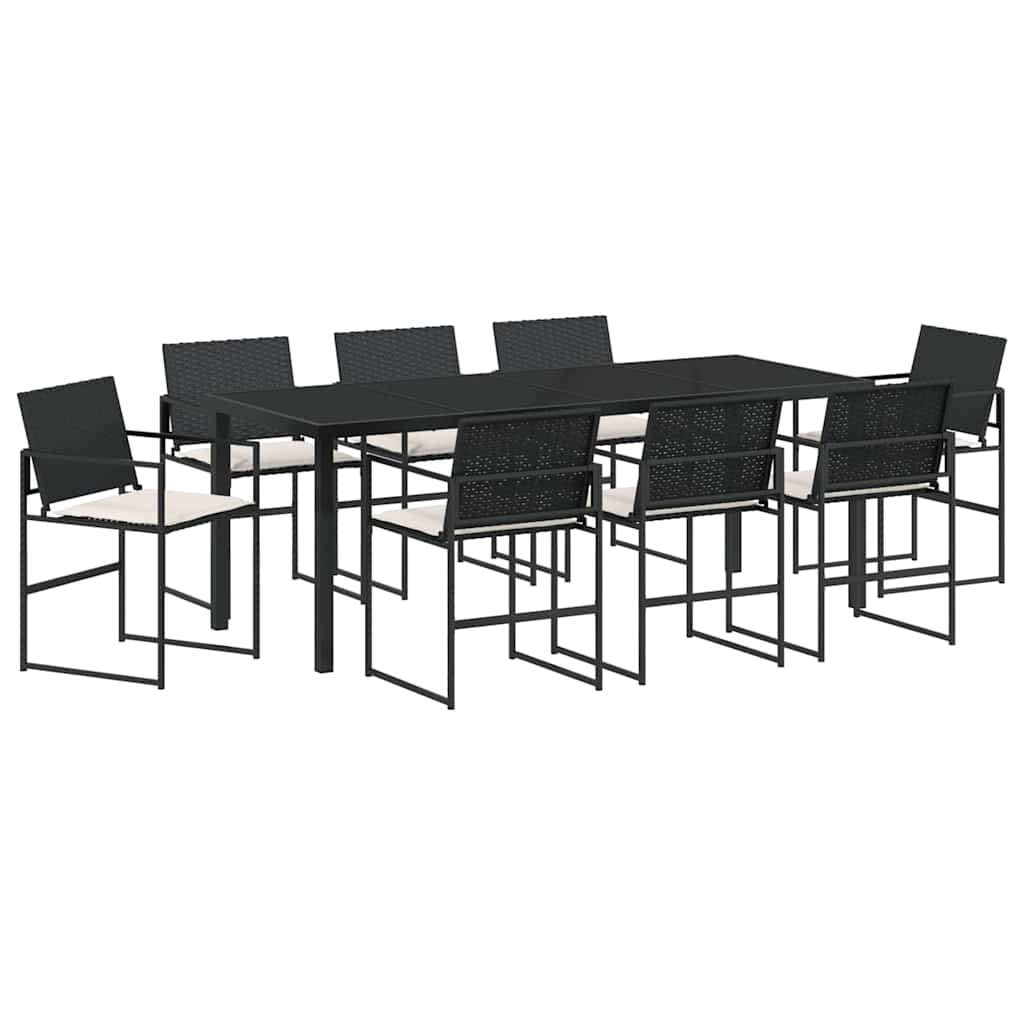 Ensemble de salle à manger pour jardin 9 pcs Noir et Crème - XIOS