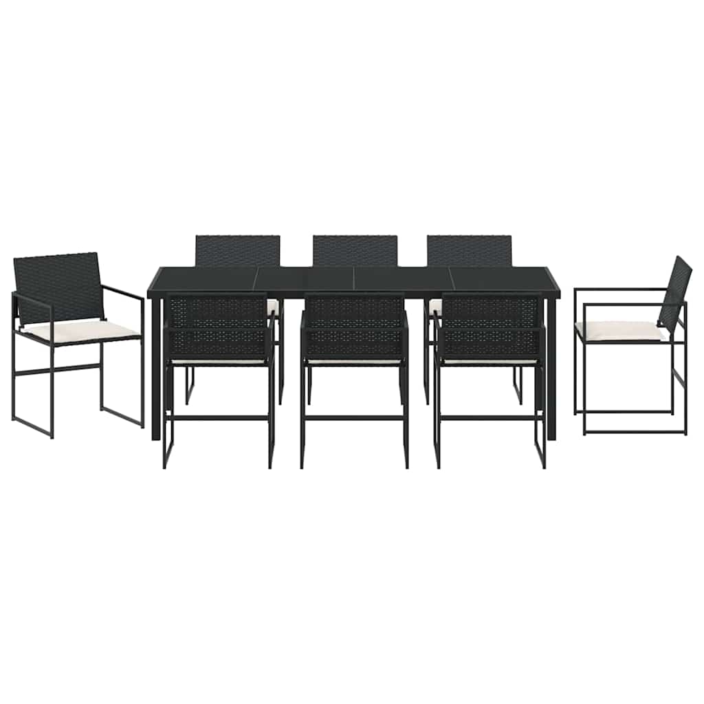 Ensemble de salle à manger pour jardin 9 pcs Noir et Crème - XIOS