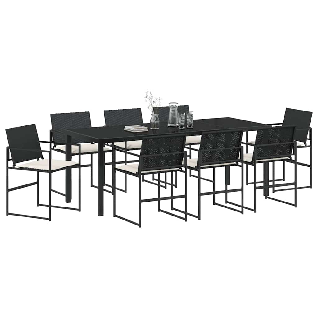 Ensemble de salle à manger pour jardin 9 pcs Noir et Crème - XIOS
