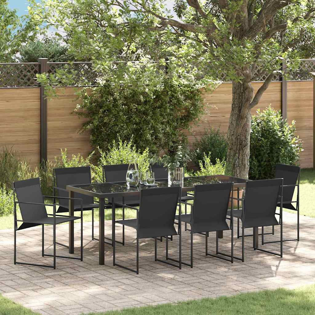 Ensemble de salle à manger pour jardin 9 pcs Noir - XIOS