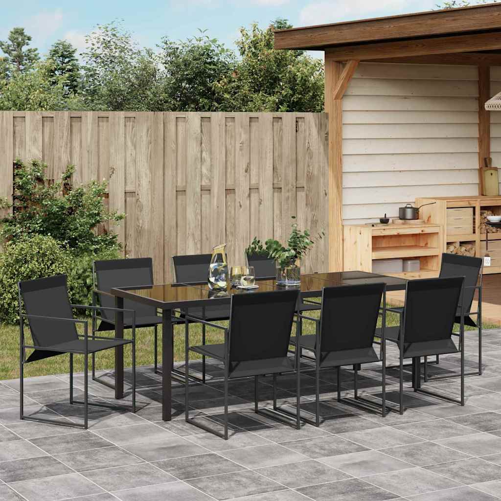 Ensemble de salle à manger pour jardin 9 pcs Noir - XIOS