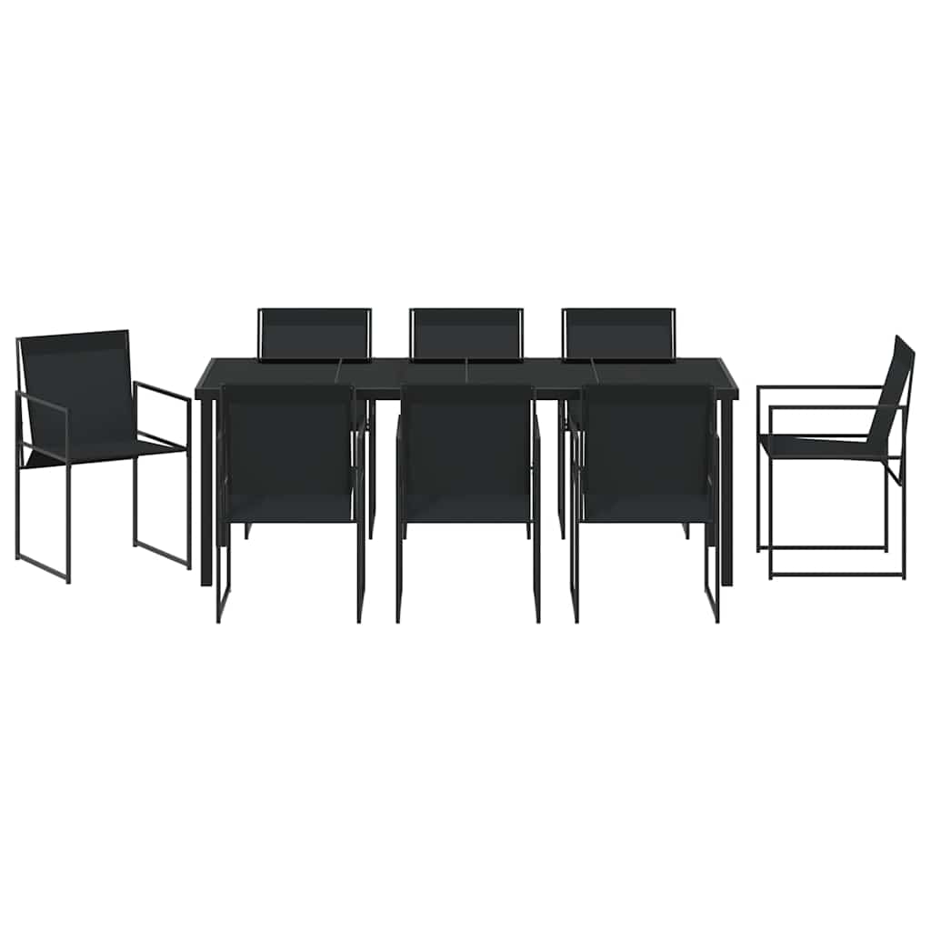 Ensemble de salle à manger pour jardin 9 pcs Noir - XIOS