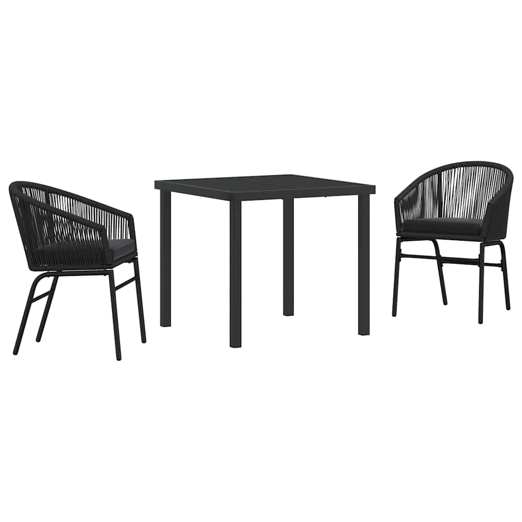 Ensemble de salle à manger pour jardin 3 pcs Noir - XIOS