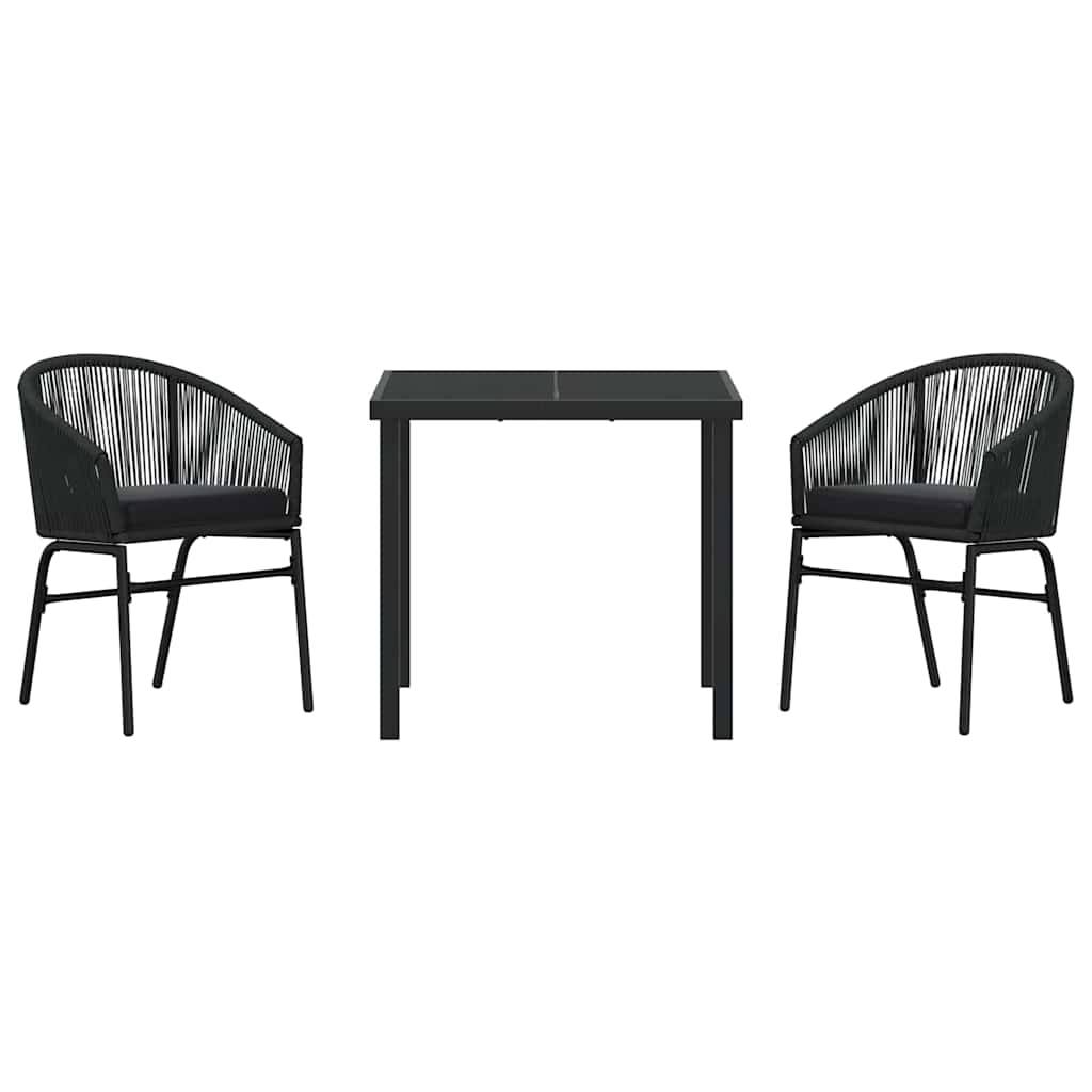 Ensemble de salle à manger pour jardin 3 pcs Noir - XIOS